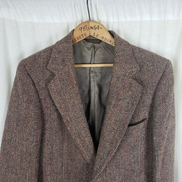Vintage Signature Series Herringbone Tweed Wool Blazer Sport Coat Jacket Mens 40 - Picture 2 of 11